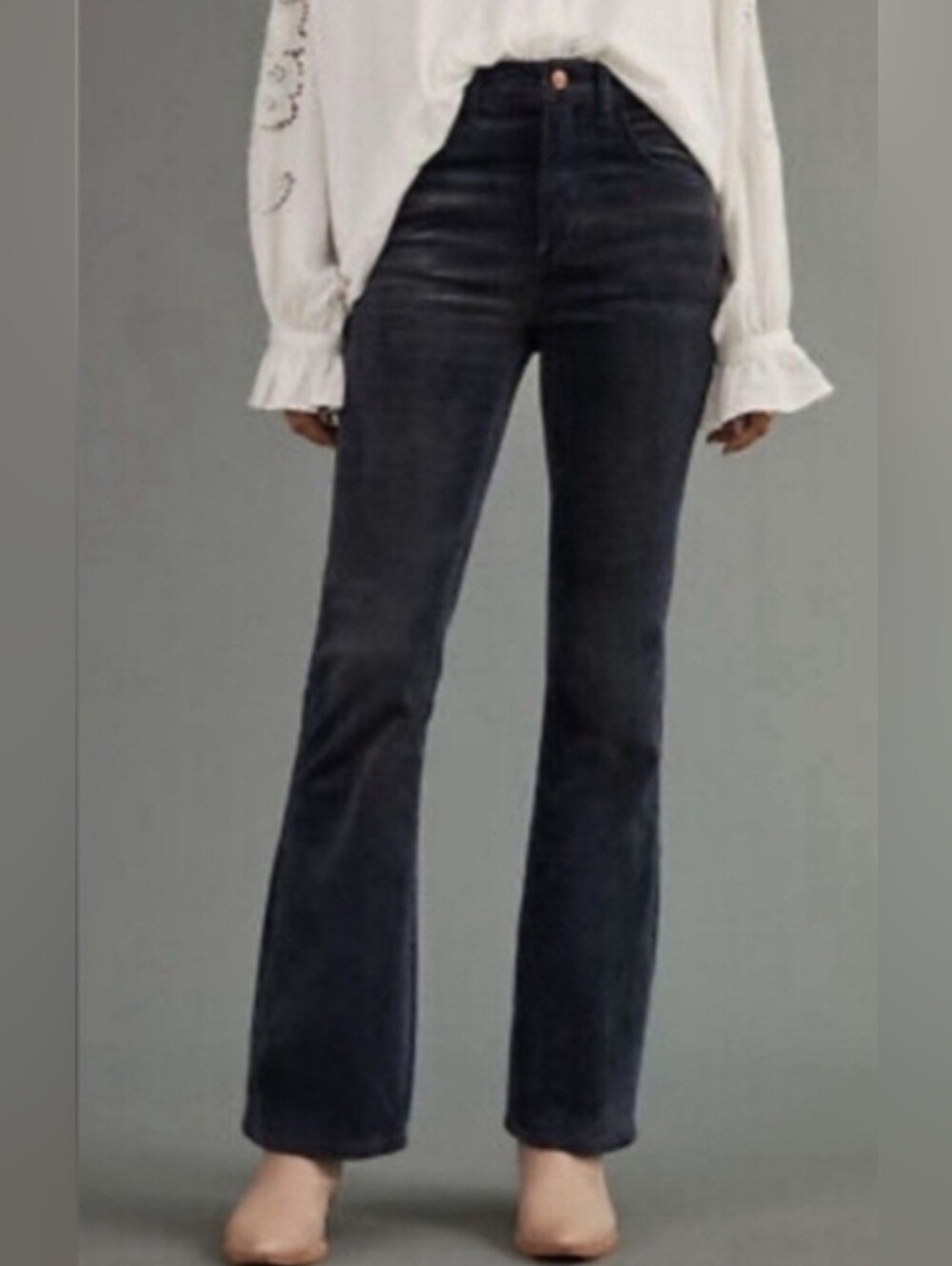 ​Pilcro Anthropologie The Icon Flare Corduroy Pants Charcoal Grey Black Size 25